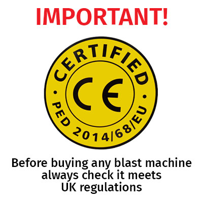 Before buying any blast machine always check it meets UK Blast Equipment European Regulations